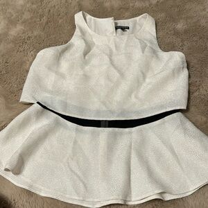 Express White Tank Top with Black Accent